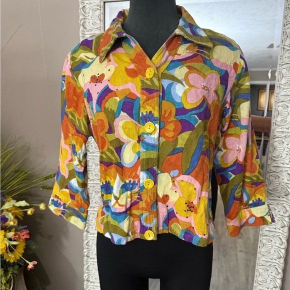 Michael Leu • Wearable Art • Floral Cat Shirt Jacket - Picture 1 of 11